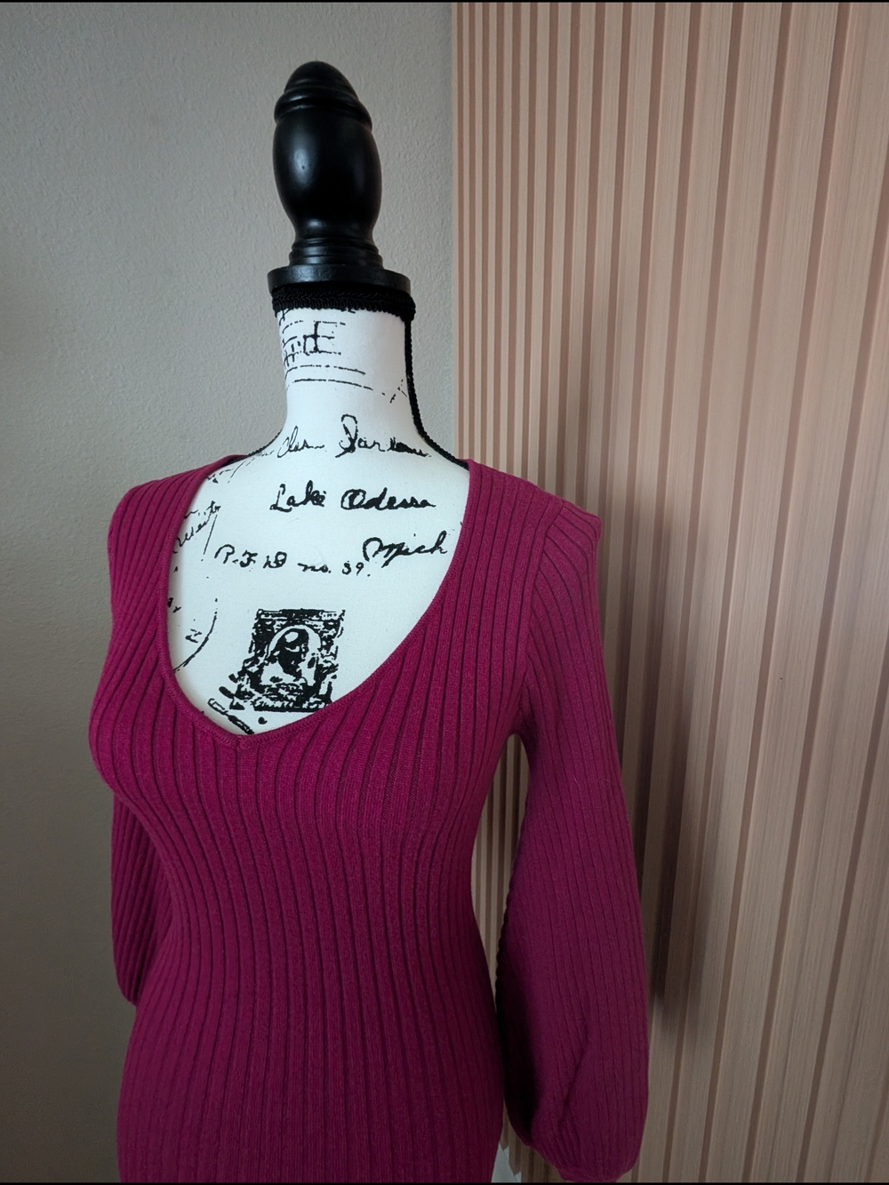 Lulus Pure Sweetness Magenta Long Sleeve Backless Midi Dress Size S - Picture 7 of 7